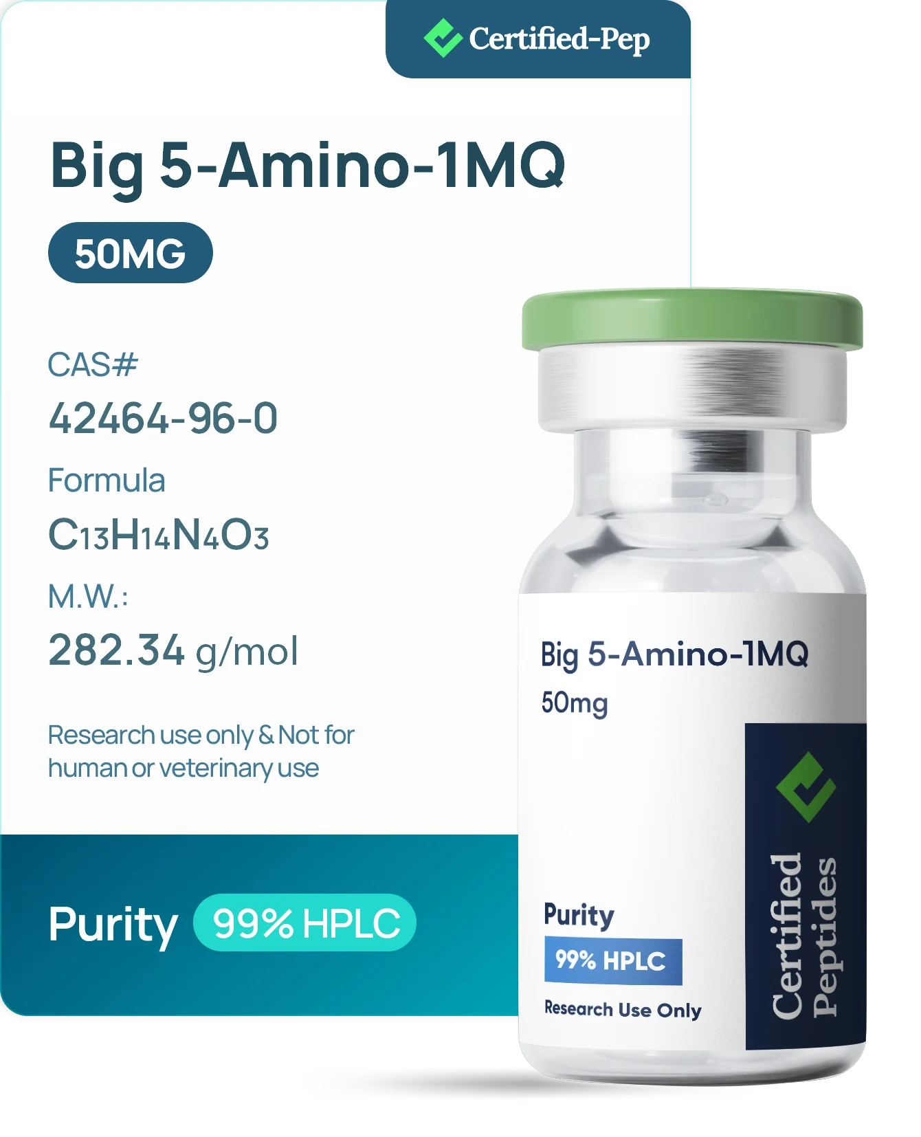 BIG 5-AMINO-1MQ 50 MG — 10-point lab tested research peptide