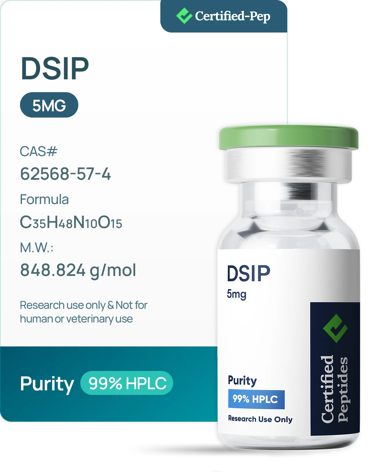 DSIP 5MG — 10-point lab tested research peptide