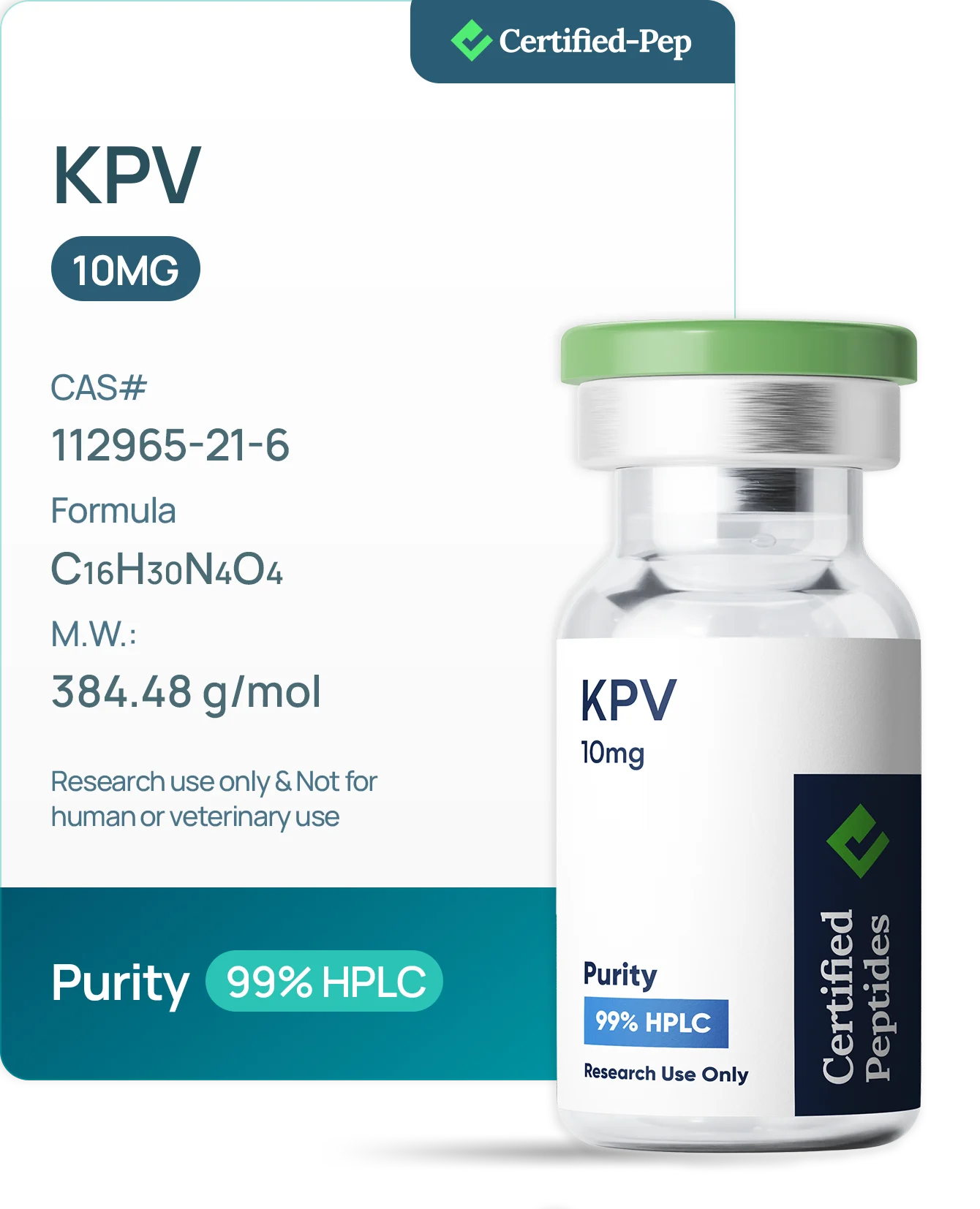 KPV 10MG — 10-point lab tested research peptide