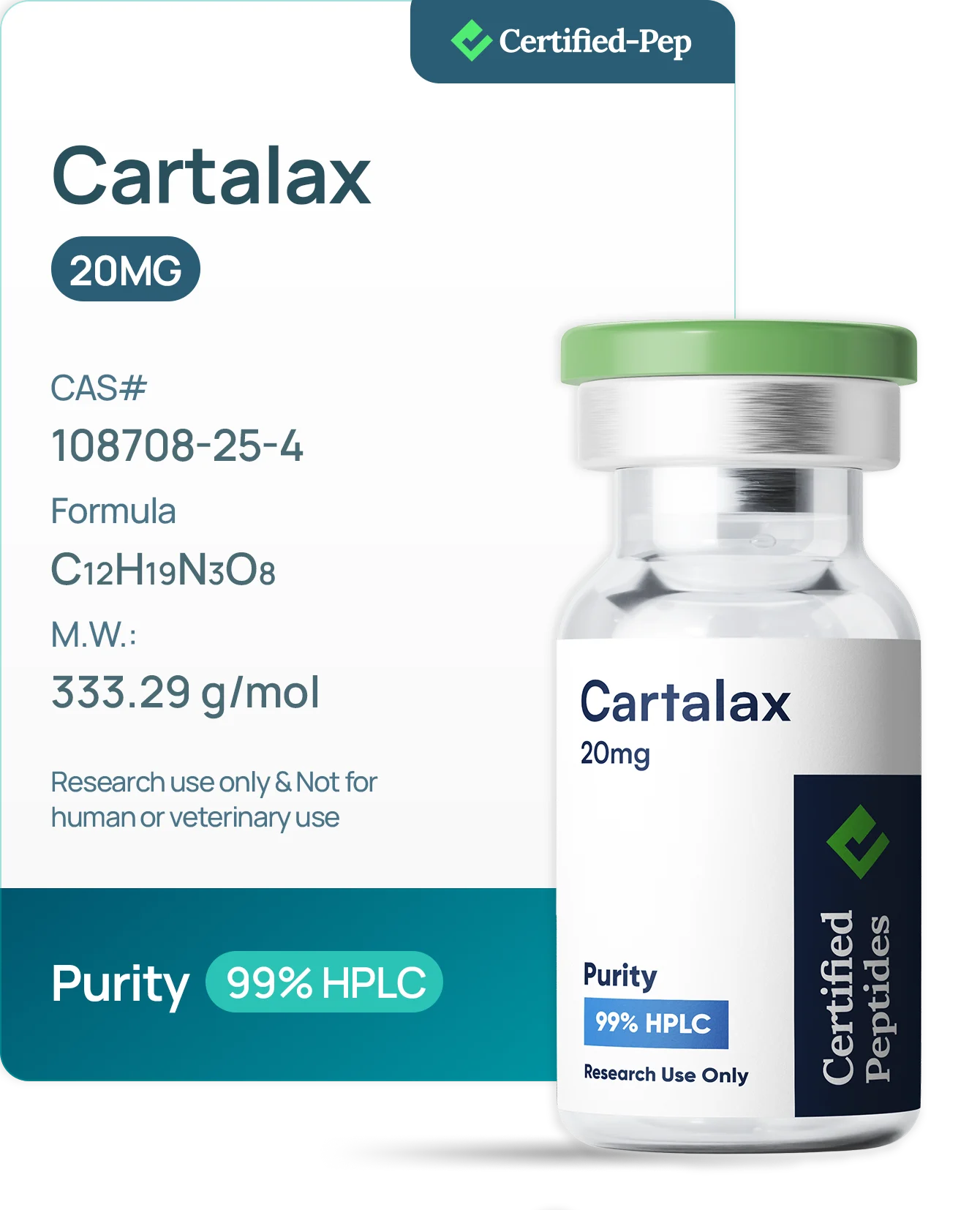 CARTALAX 20MG — 10-point lab tested research peptide