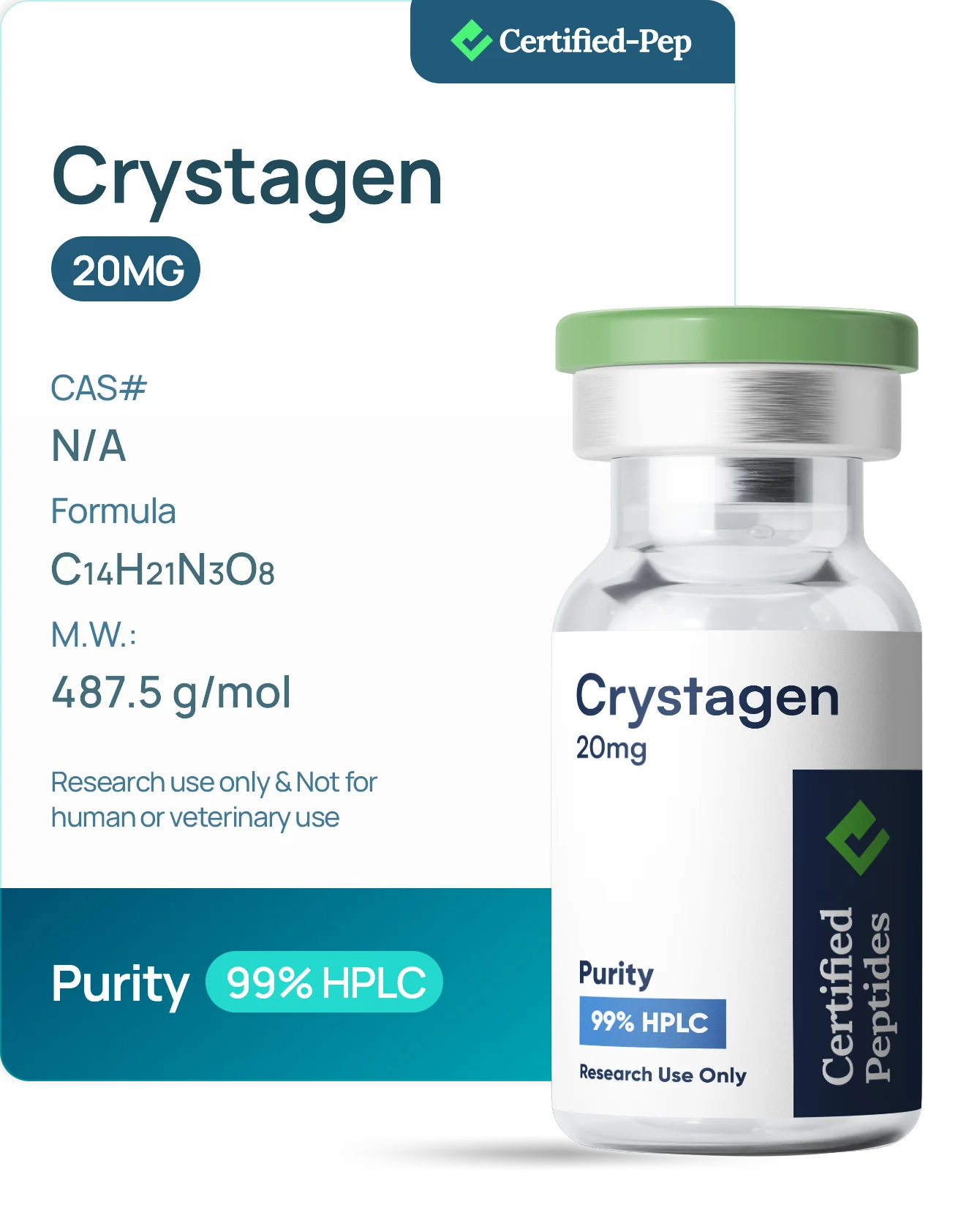 CRYSTAGEN 20MG — 10-point lab tested research peptide