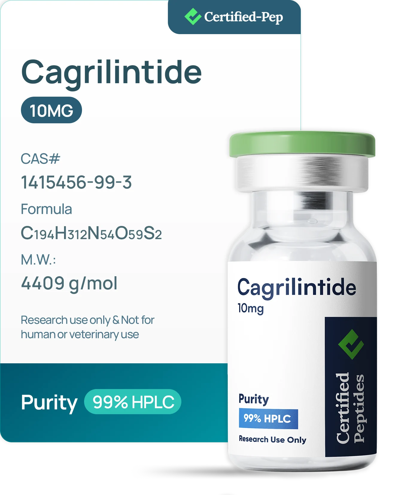 CAGRILINTIDE 10MG — 10-point lab tested research peptide