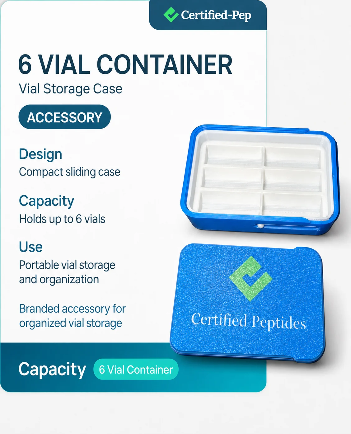 6 Vial Container (NO DISCOUNTS APPLY TO THIS PRODUCT) — third-party lab tested research peptide