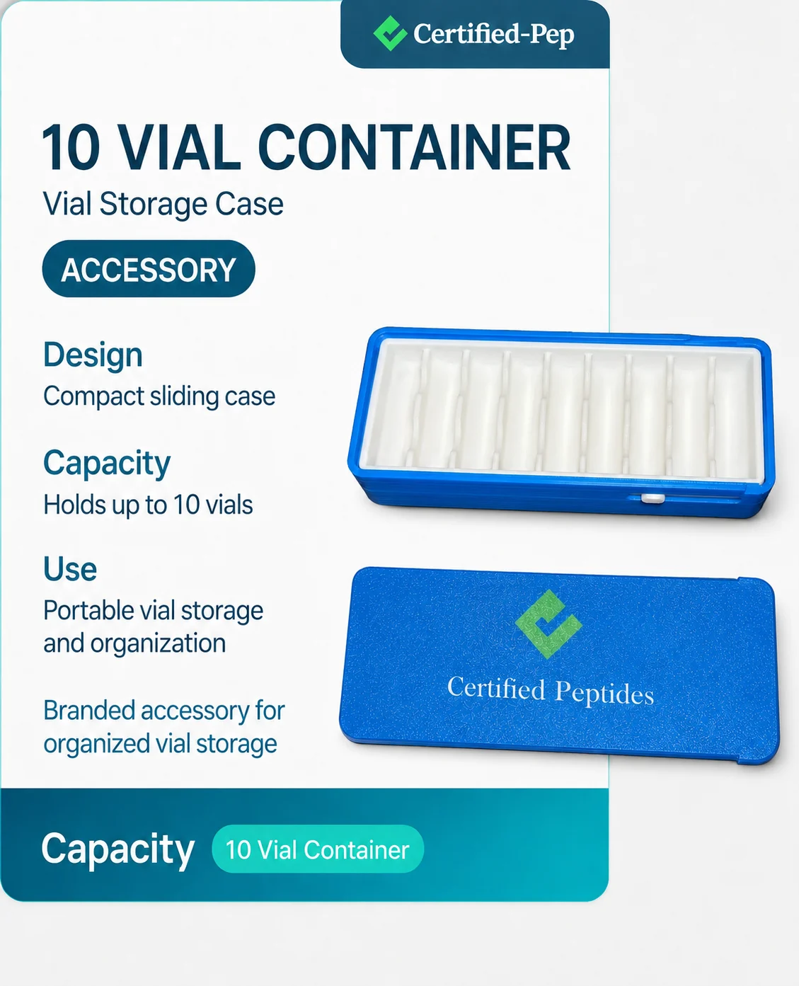10 Vial Container  (NO DISCOUNTS APPLY TO THIS PRODUCT) — third-party lab tested research peptide