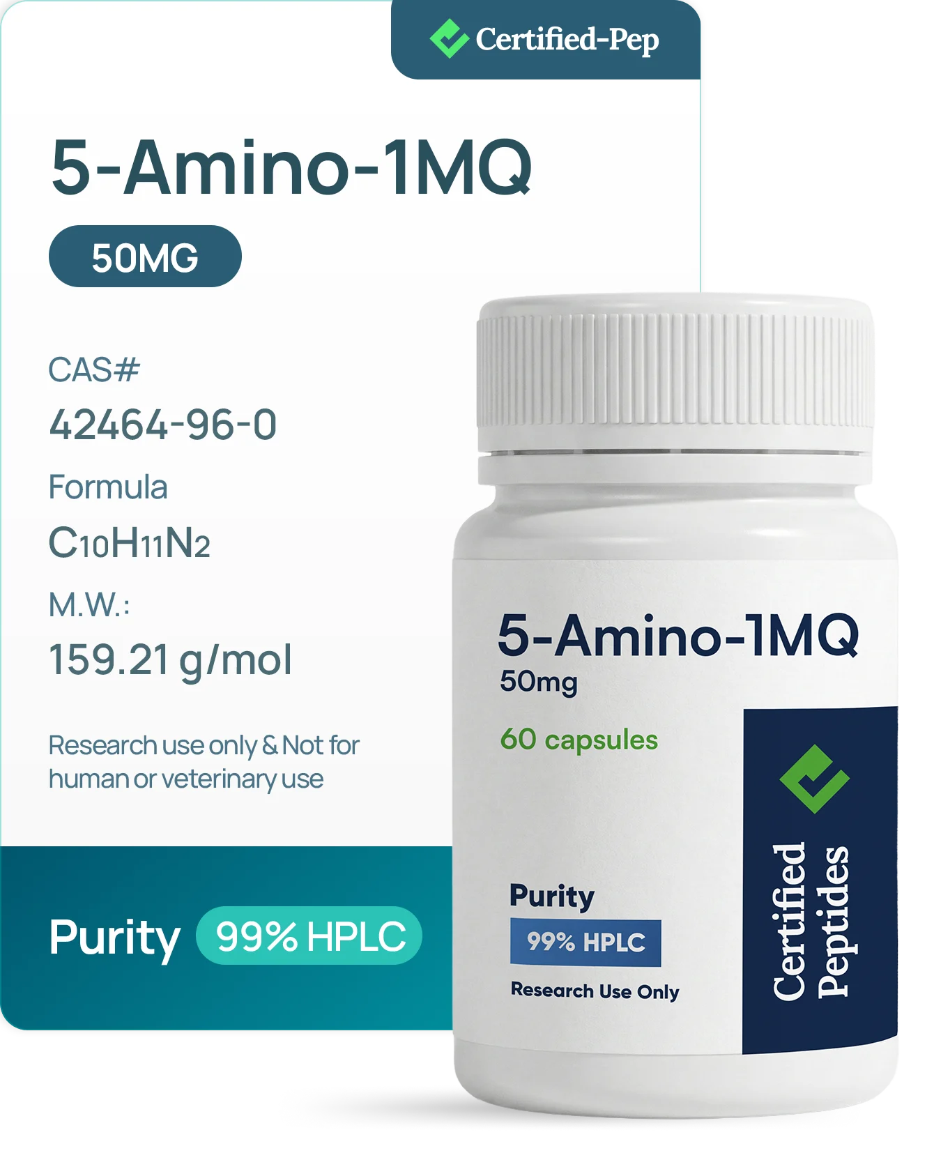 5-AMINO-1MQ 50MG 60 CAPSULES — 10-point lab tested research peptide