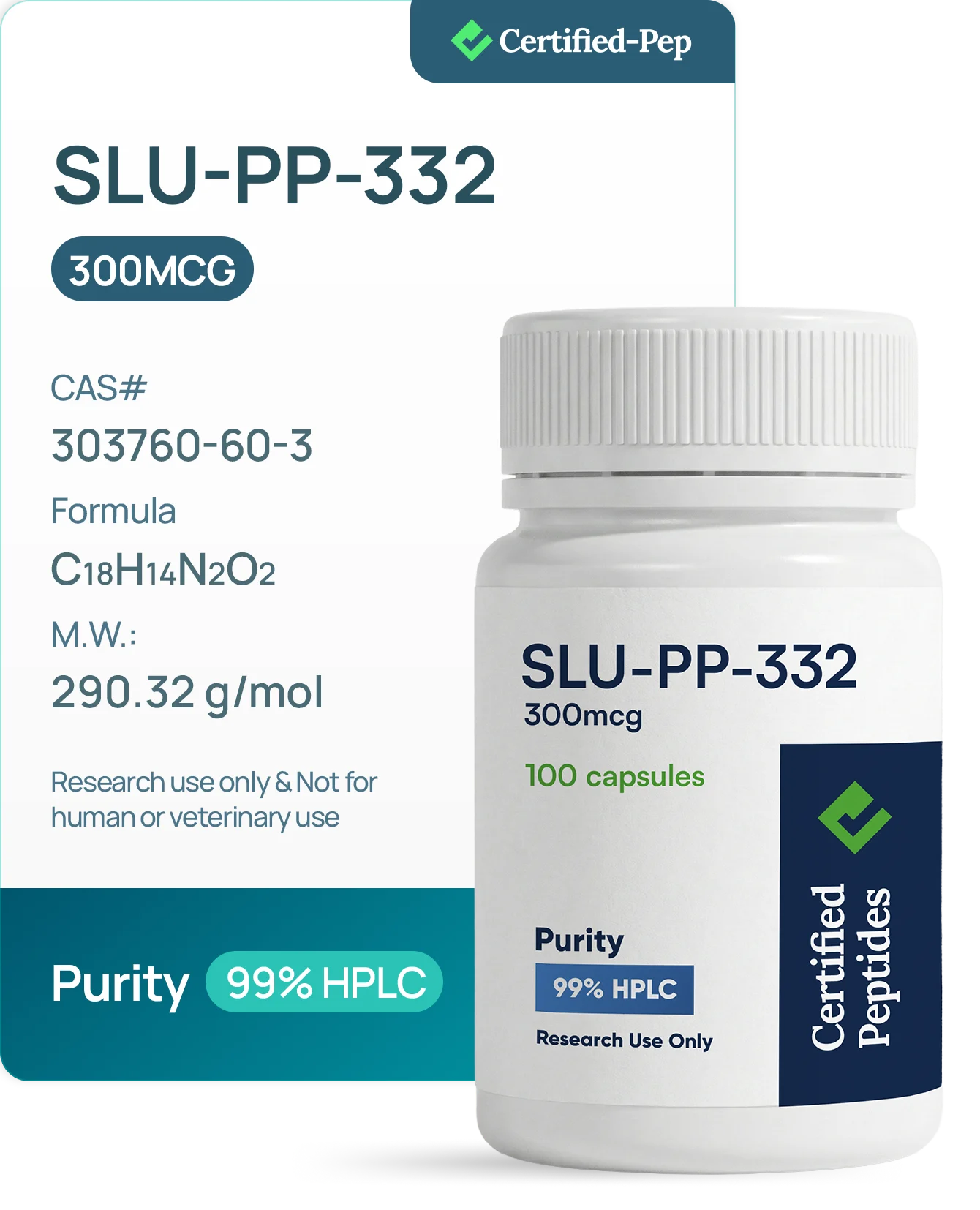 SLU-PP-332 300mcg 100 CAPSULES — 10-point lab tested research peptide