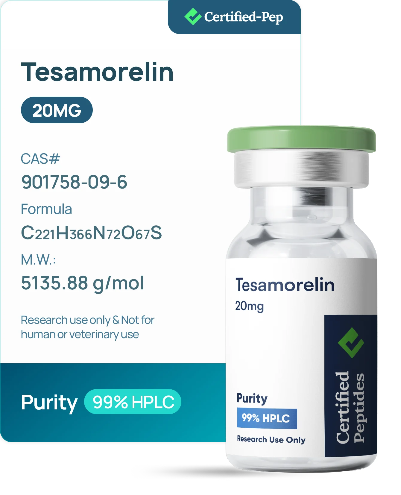 TESAMORELIN 20 MG — 10-point lab tested research peptide