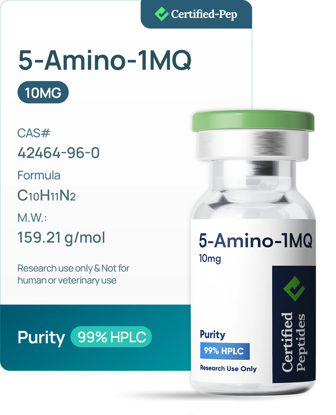 5-AMINO 1MQ 10 MG — 10-point lab tested research peptide