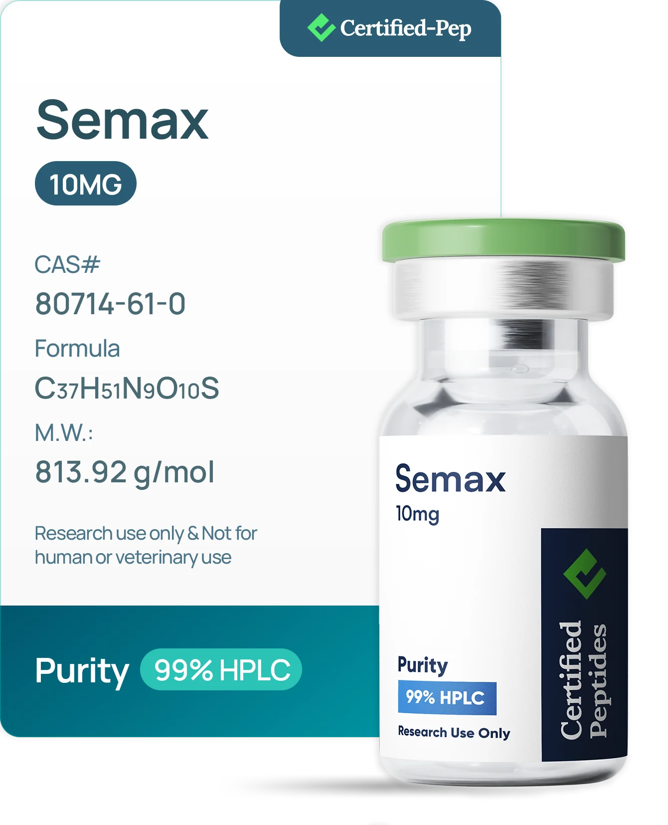 SEMAX 10MG — 10-point lab tested research peptide